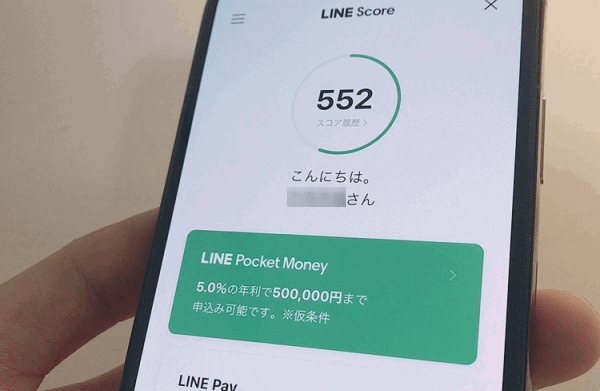 LINEのスコア表示画面を写真で撮影したもの
